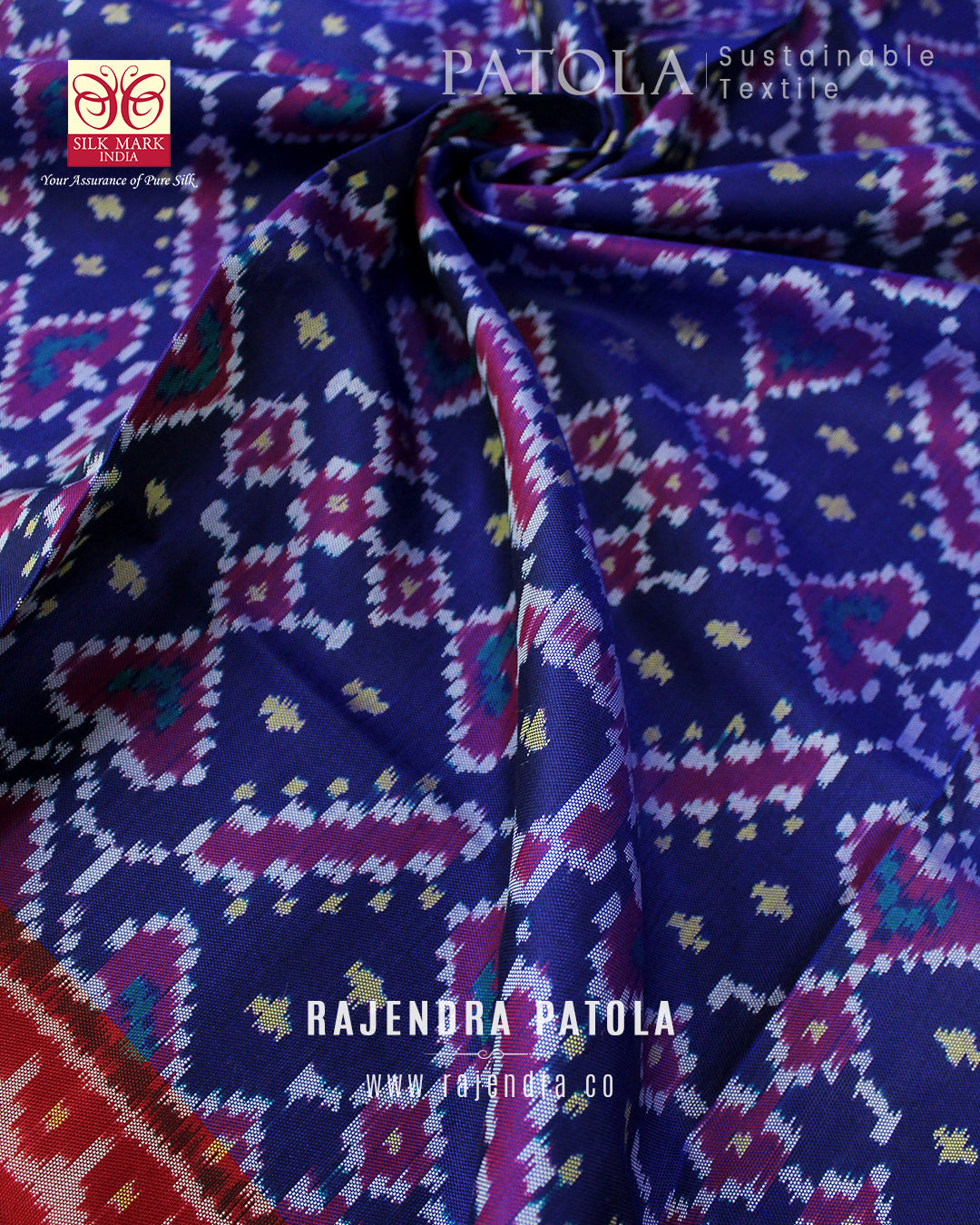 Traditional Manekchowk Bhat Semi Double Weave Rajkot Patola Dupatta
