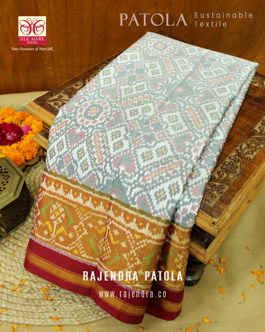 Traditional Manekchowk Bhat Single Ikat Rajkot Patola Saree