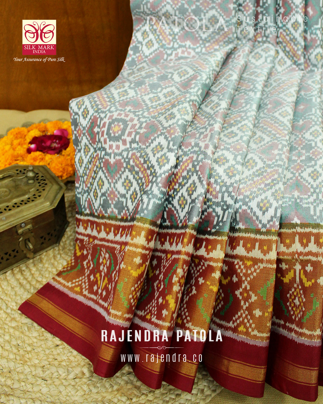 Traditional Manekchowk Bhat Single Ikat Rajkot Patola Saree