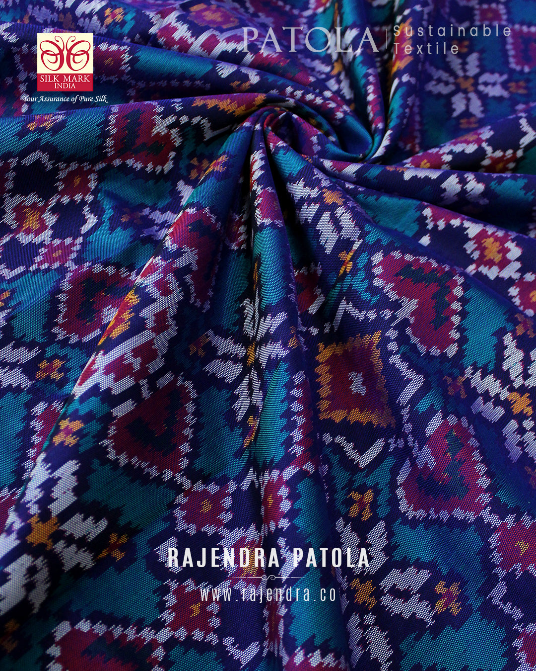 Intricate Handwoven Manekchowk Bhat Single Ikat Rajkot Patola Saree