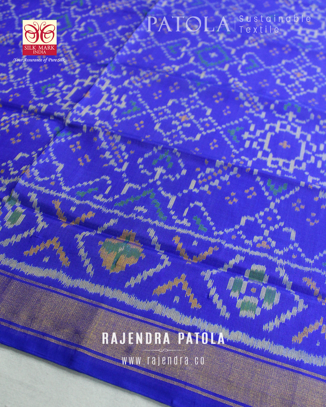 Traditional Manekchowk Bhat Single Ikat Rajkot Patola Dupatta