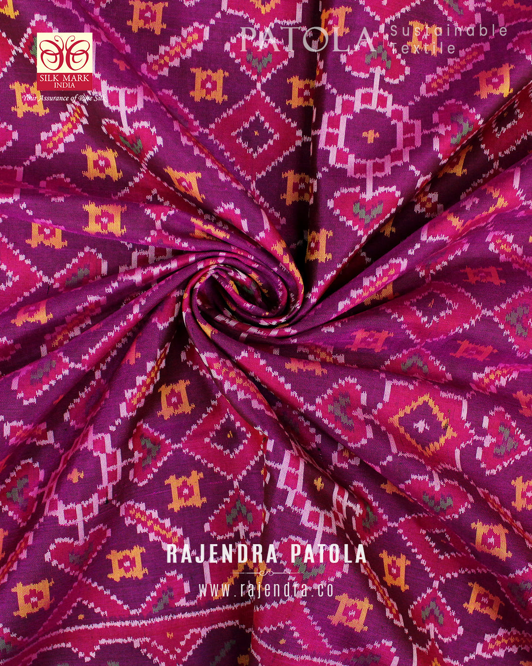 Intricate Handwoven Manekchowk Bhat Single Ikat Rajkot Patola Saree