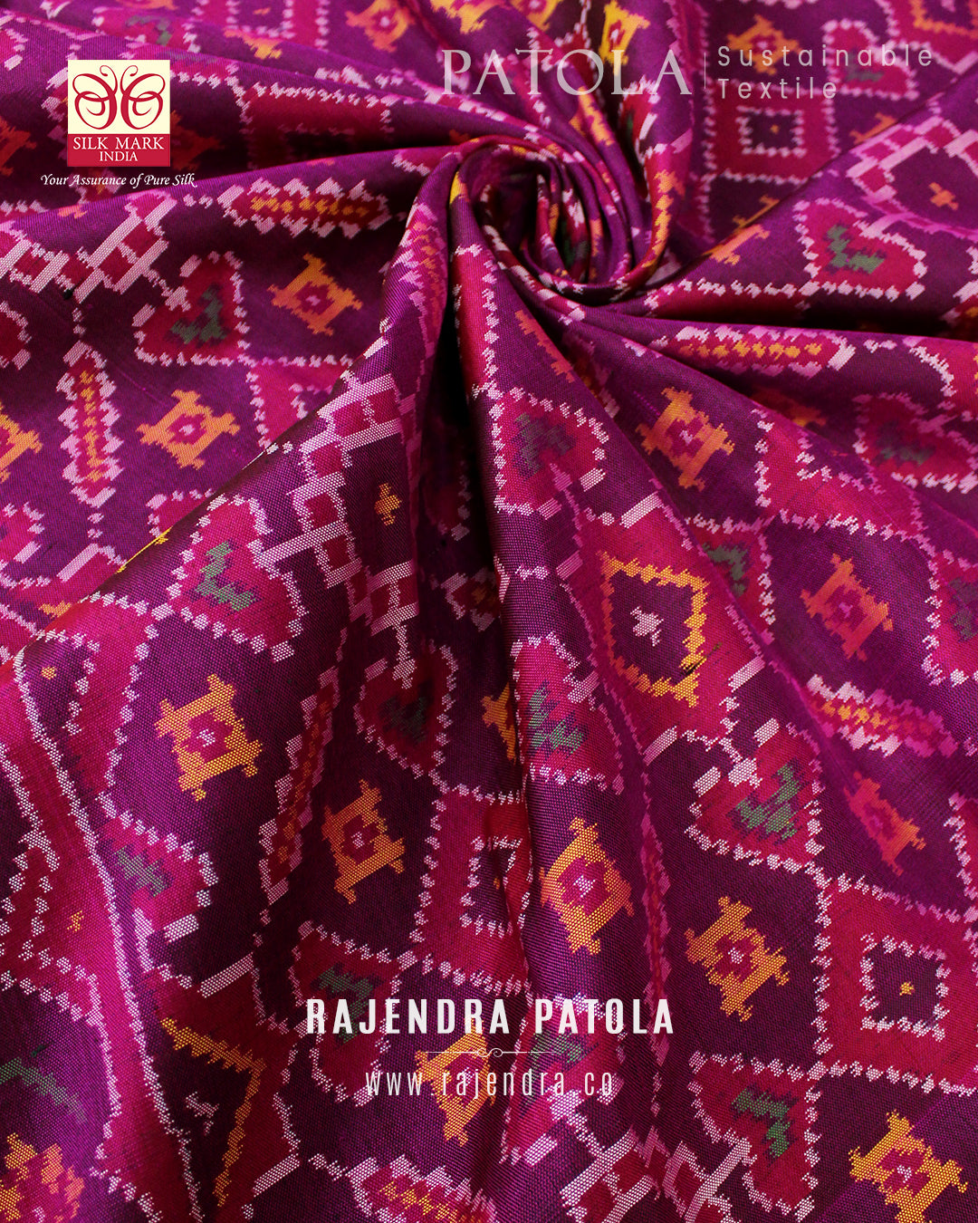 Intricate Handwoven Manekchowk Bhat Single Ikat Rajkot Patola Saree
