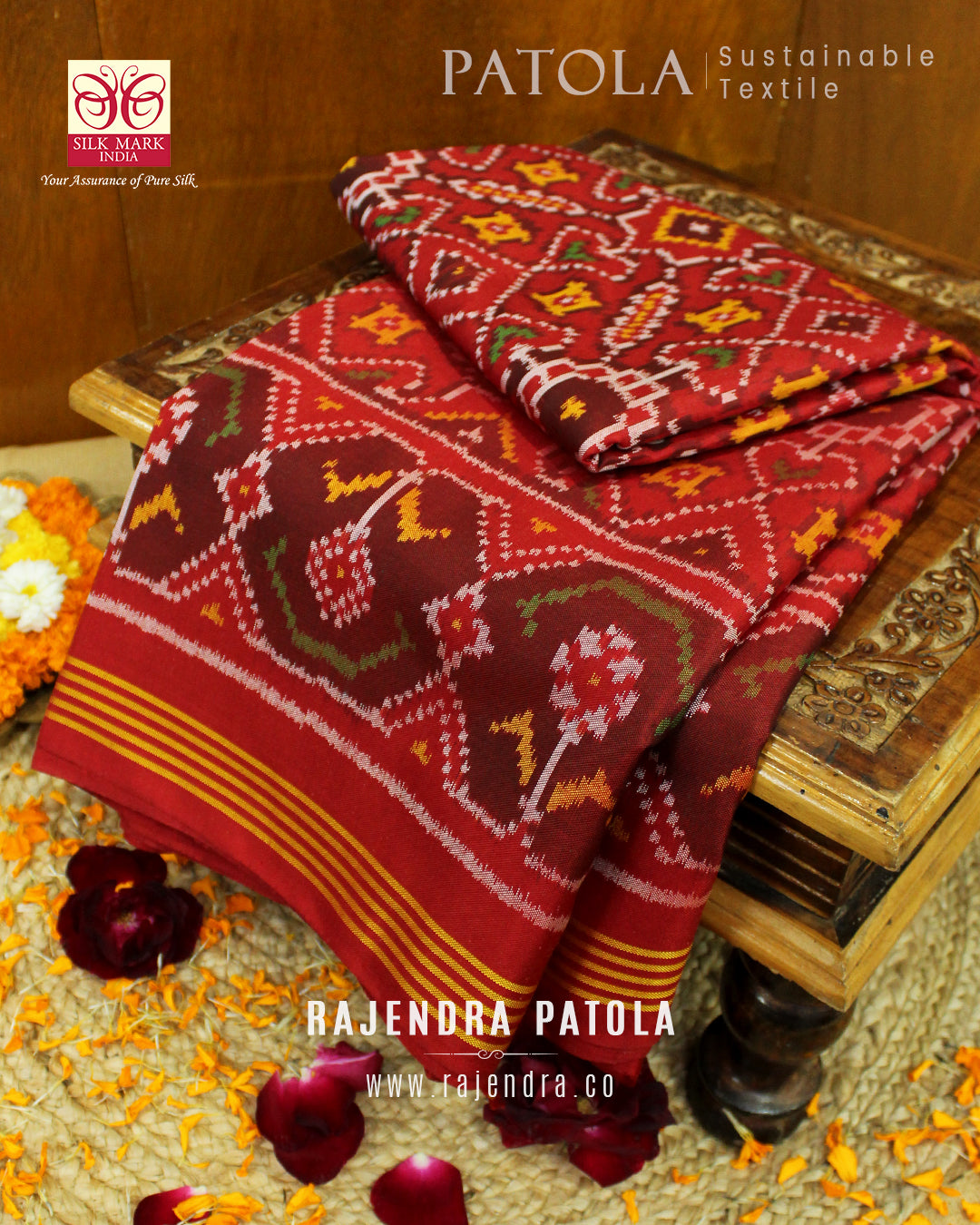 Intricate Handwoven Single Ikat Rajkot Patola Saree