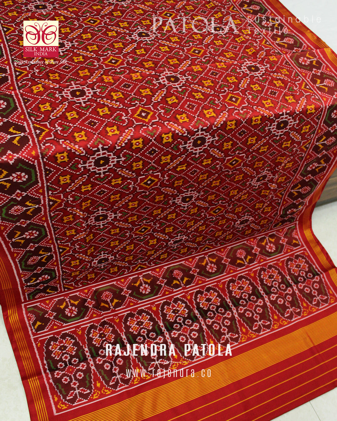 Intricate Handwoven Single Ikat Rajkot Patola Saree