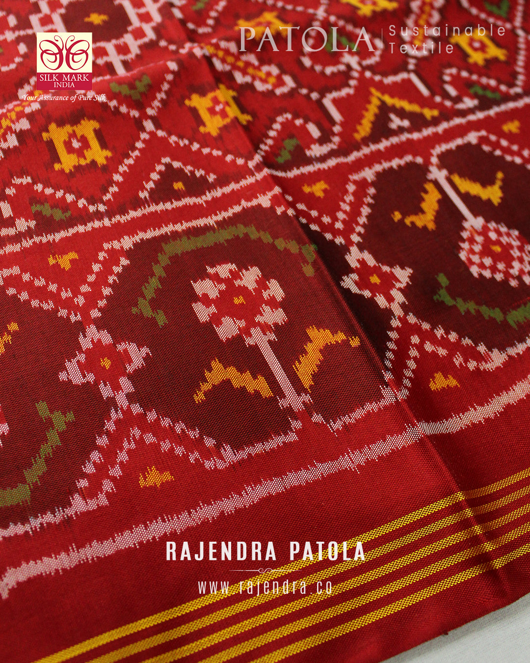 Intricate Handwoven Single Ikat Rajkot Patola Saree