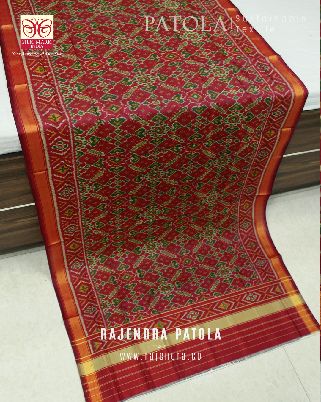 Traditional Manekchowk Single Ikat Rajkot Patola Dupatta