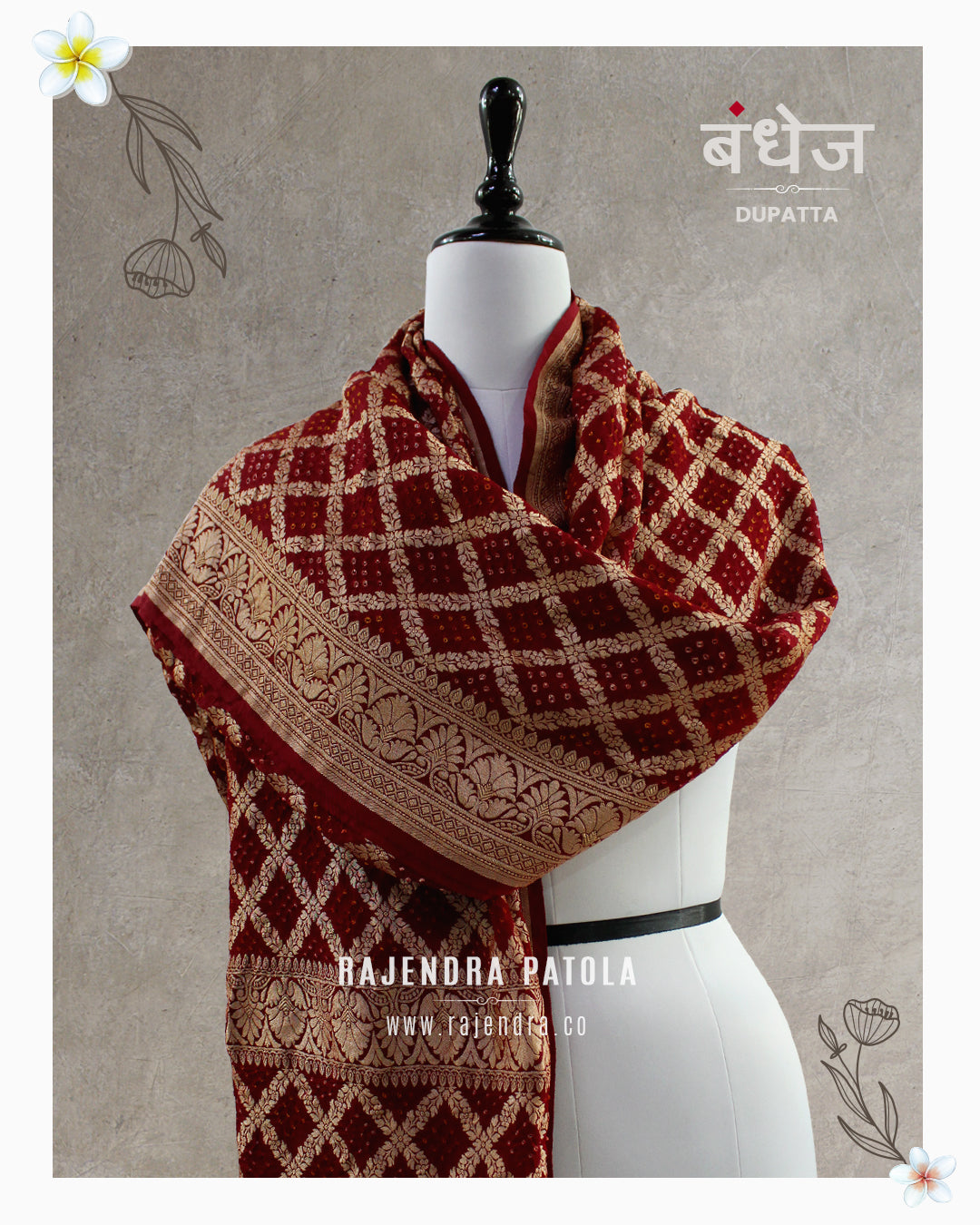 Pure Georgette Handloom Banarasi Bandhani Dupatta