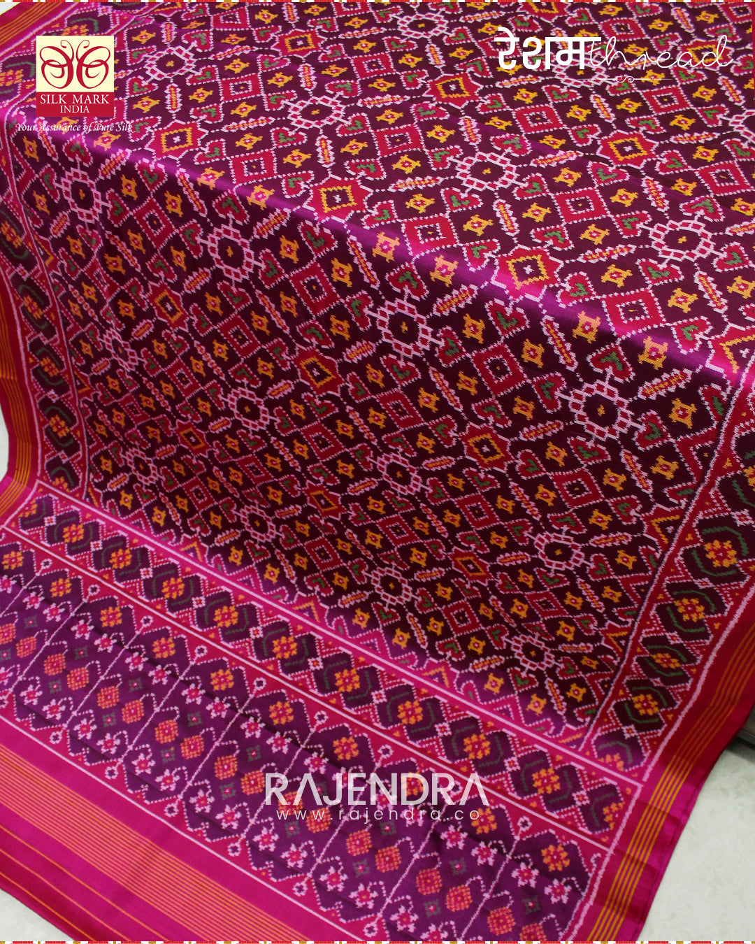 Traditional Manekchowk Design Rani Magenta Semi Double Weave Rajkot Patola Saree
