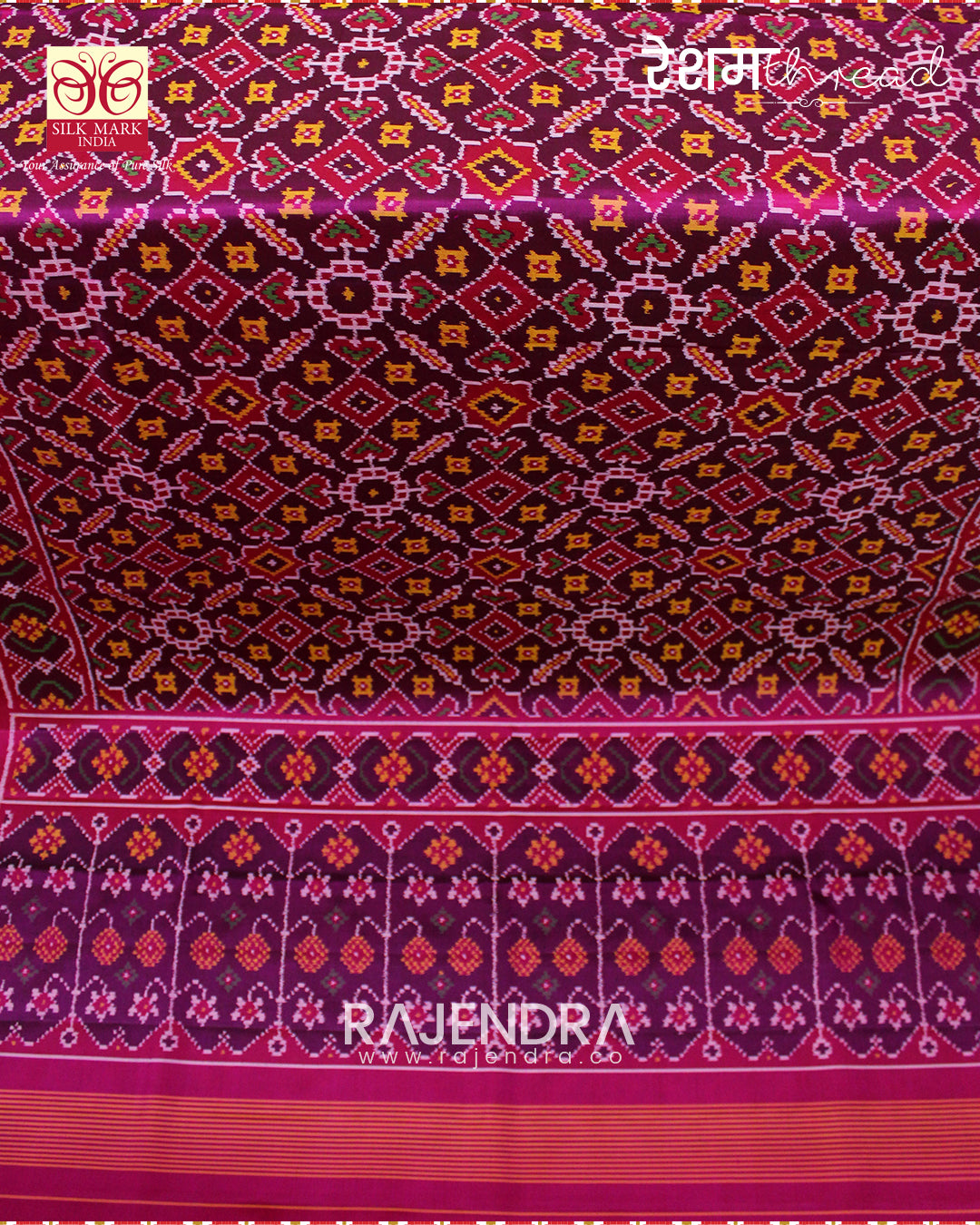 Traditional Manekchowk Design Rani Magenta Semi Double Weave Rajkot Patola Saree
