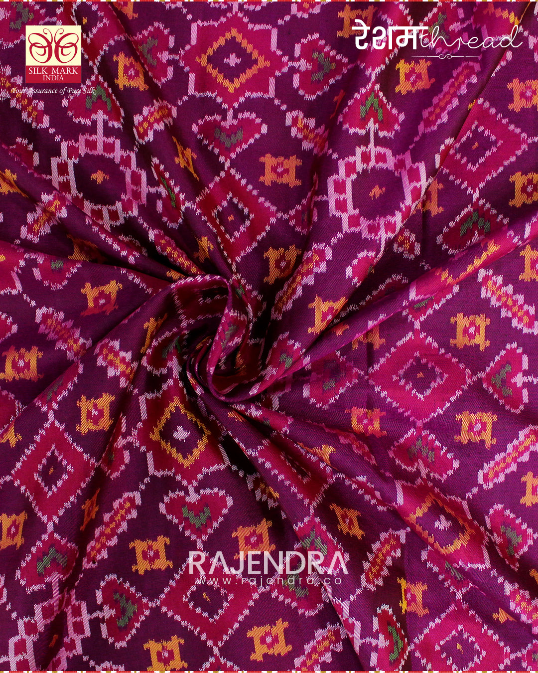 Traditional Manekchowk Design Rani Magenta Semi Double Weave Rajkot Patola Saree