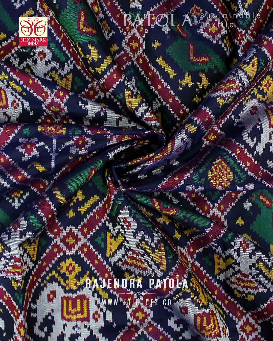 Intricate Handwoven Nari Kunjar Single Ikat Rajkot Patola Saree