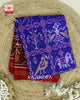 Traditional Nari Kunjar Red and Blue Semi Double Weave Rajkot Patola Saree