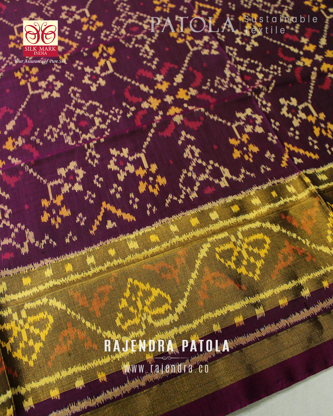Traditional Navratna Bhat Single Ikat Rajkot Patola Dupatta