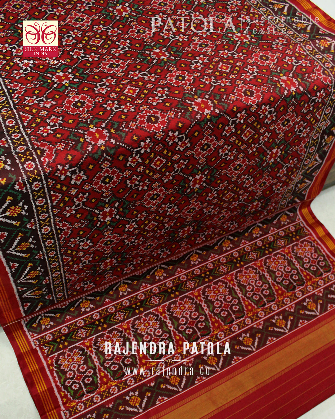 Traditional Navratna Bhat Semi Double Weave Rajkot Patola Saree