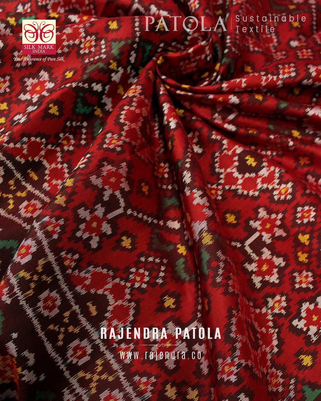 Traditional Navratna Bhat Semi Double Weave Rajkot Patola Saree