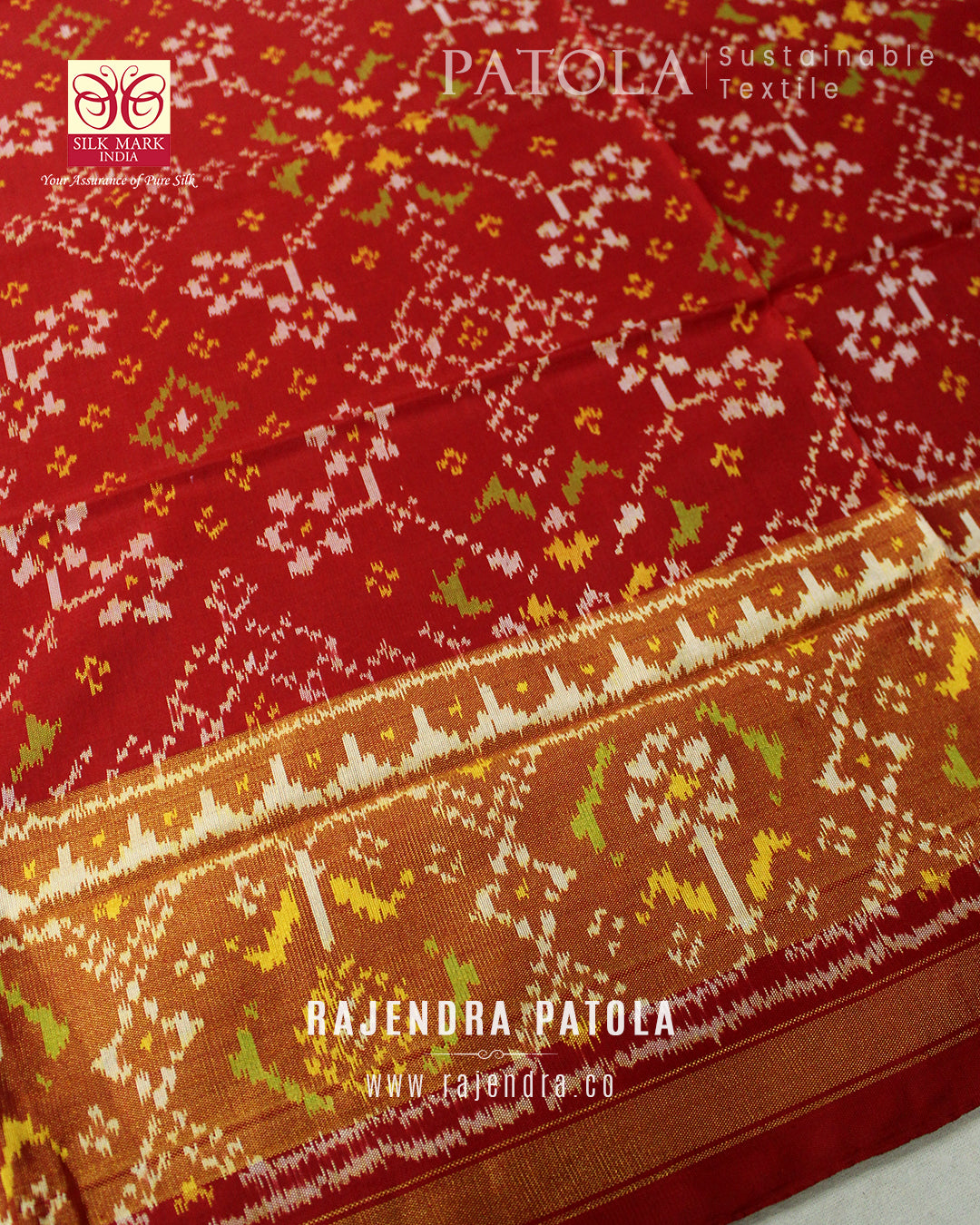 Traditional Navratna Bhat Single Ikat Rajkot Patola Dupatta