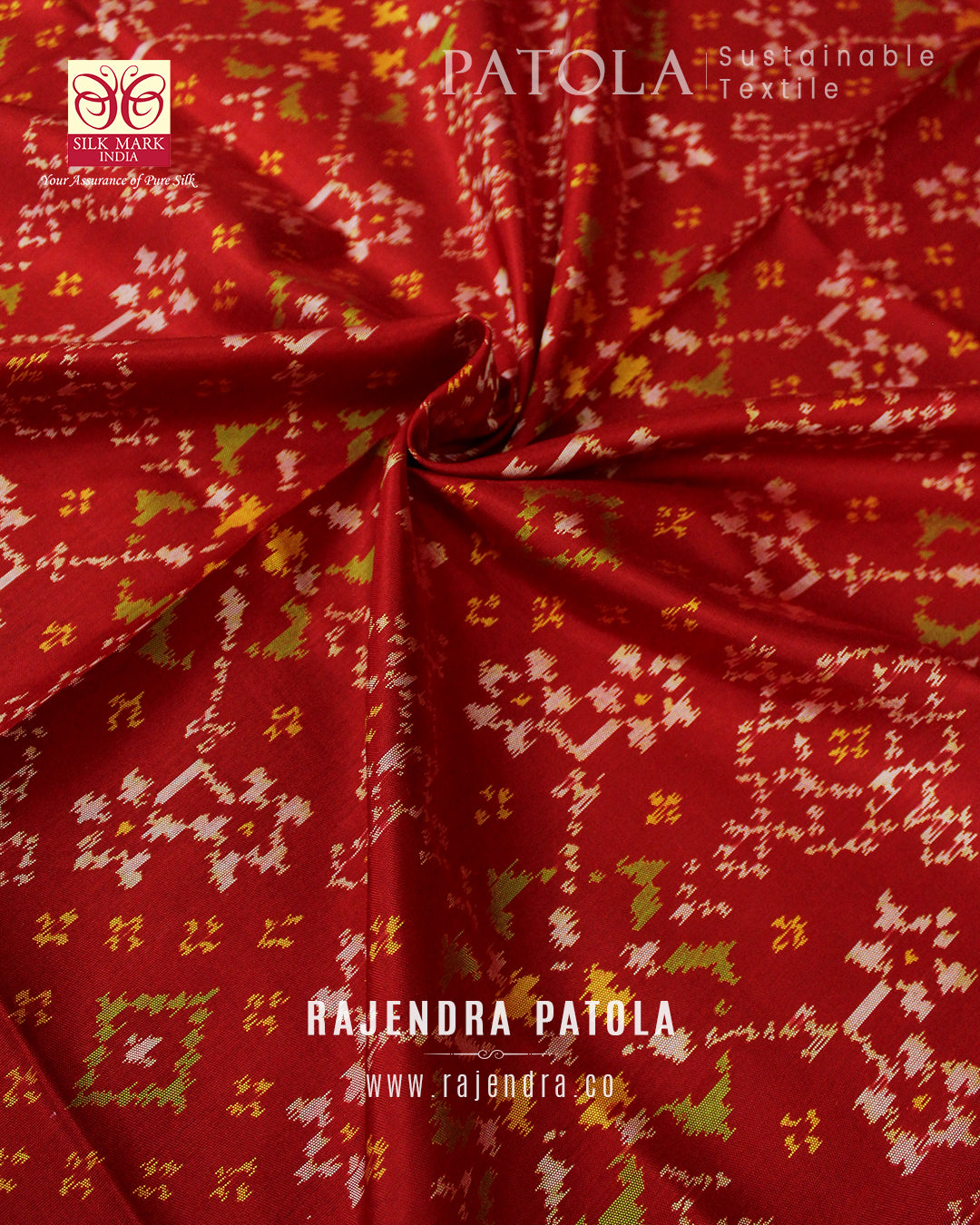 Traditional Navratna Bhat Single Ikat Rajkot Patola Dupatta