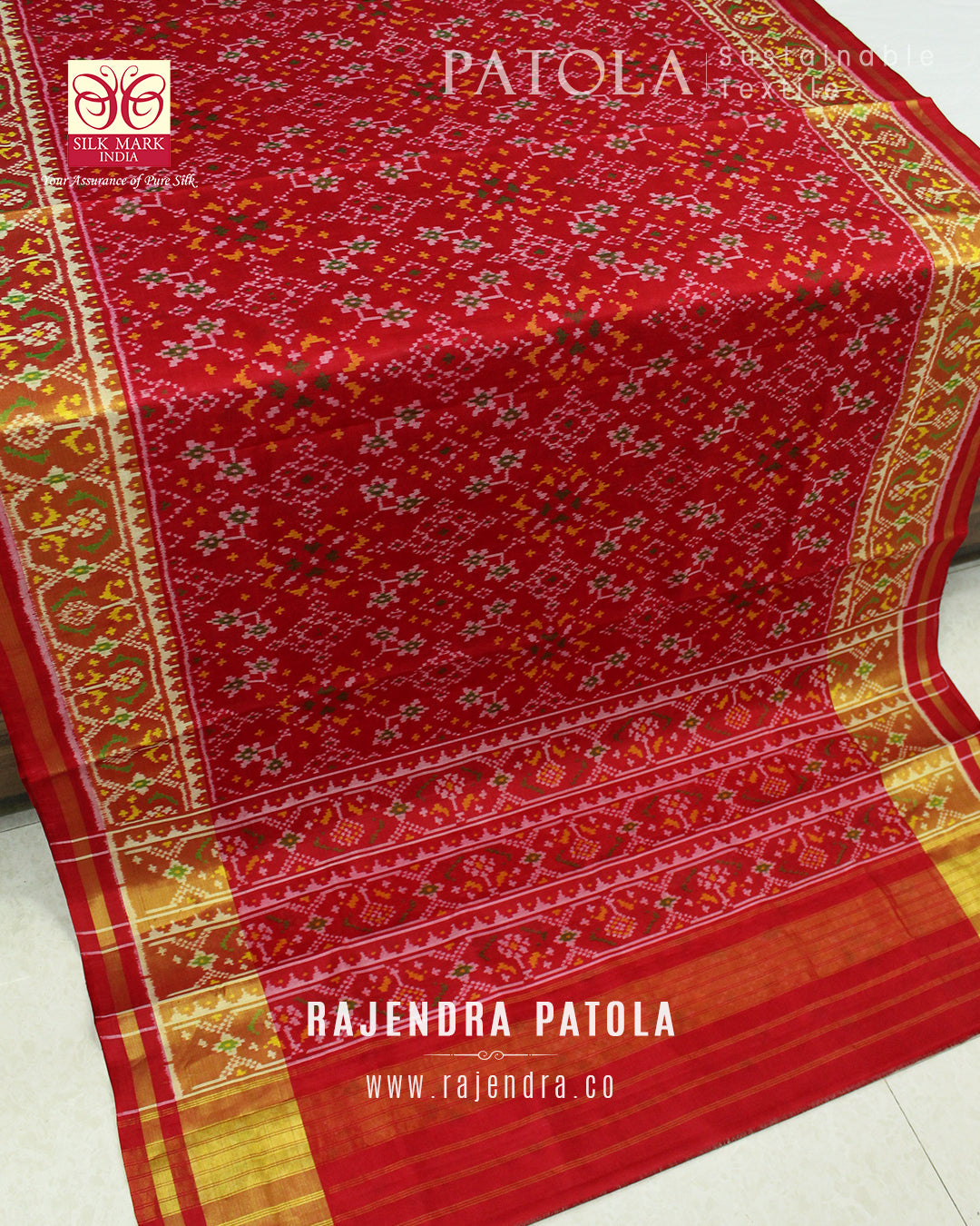 Traditional Navratna Bhat Single Ikat Rajkot Patola Saree