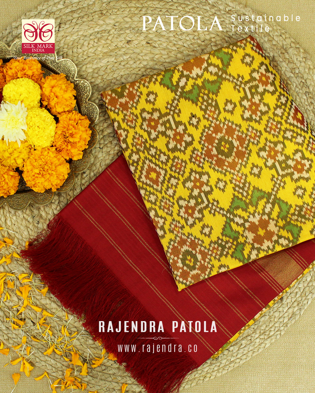 Traditional Navratna Bhat Semi Double Weave Rajkot Patola Dupatta