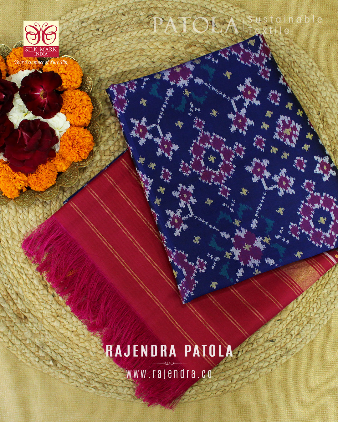 Traditional Navratna Bhat Semi Double Weave Rajkot Patola Dupatta