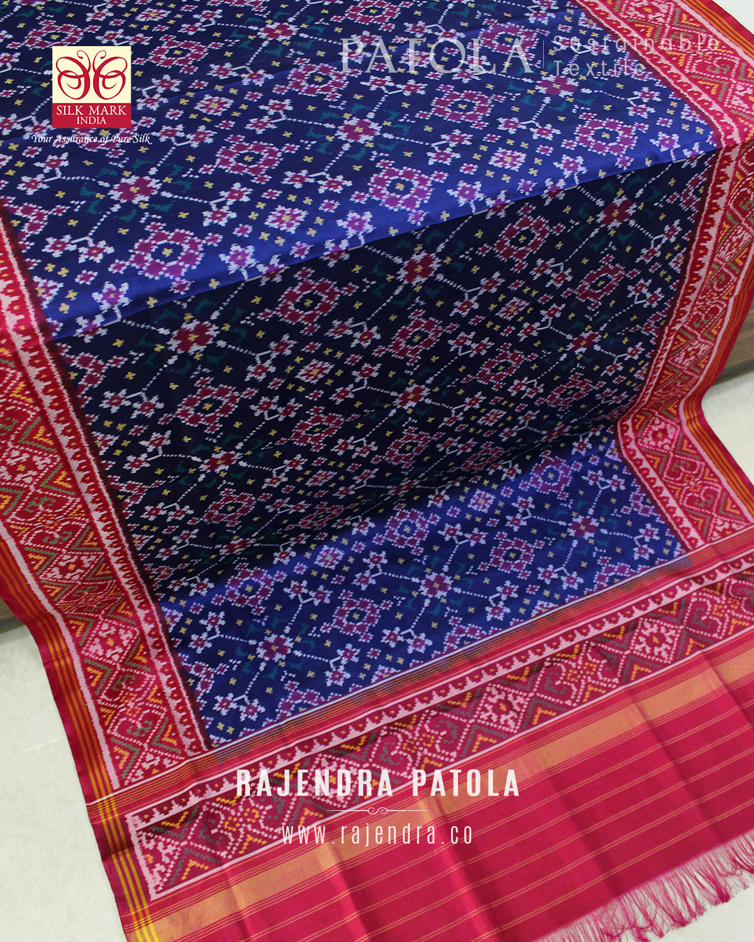 Traditional Navratna Bhat Semi Double Weave Rajkot Patola Dupatta