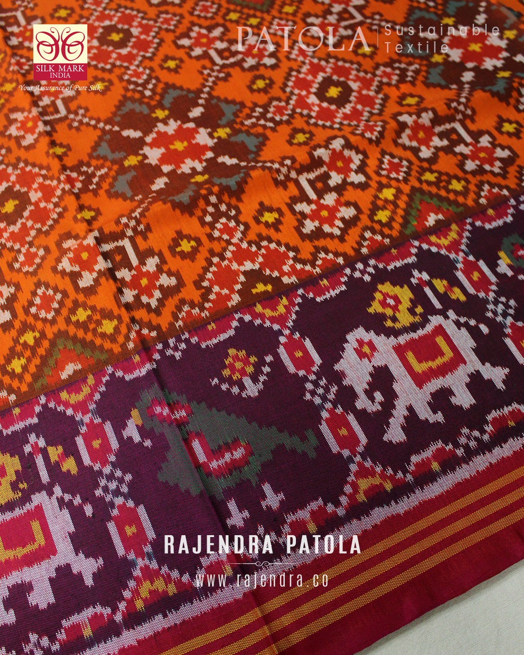 Traditional Navratna Semi Double Weave Rajkot Patola Saree