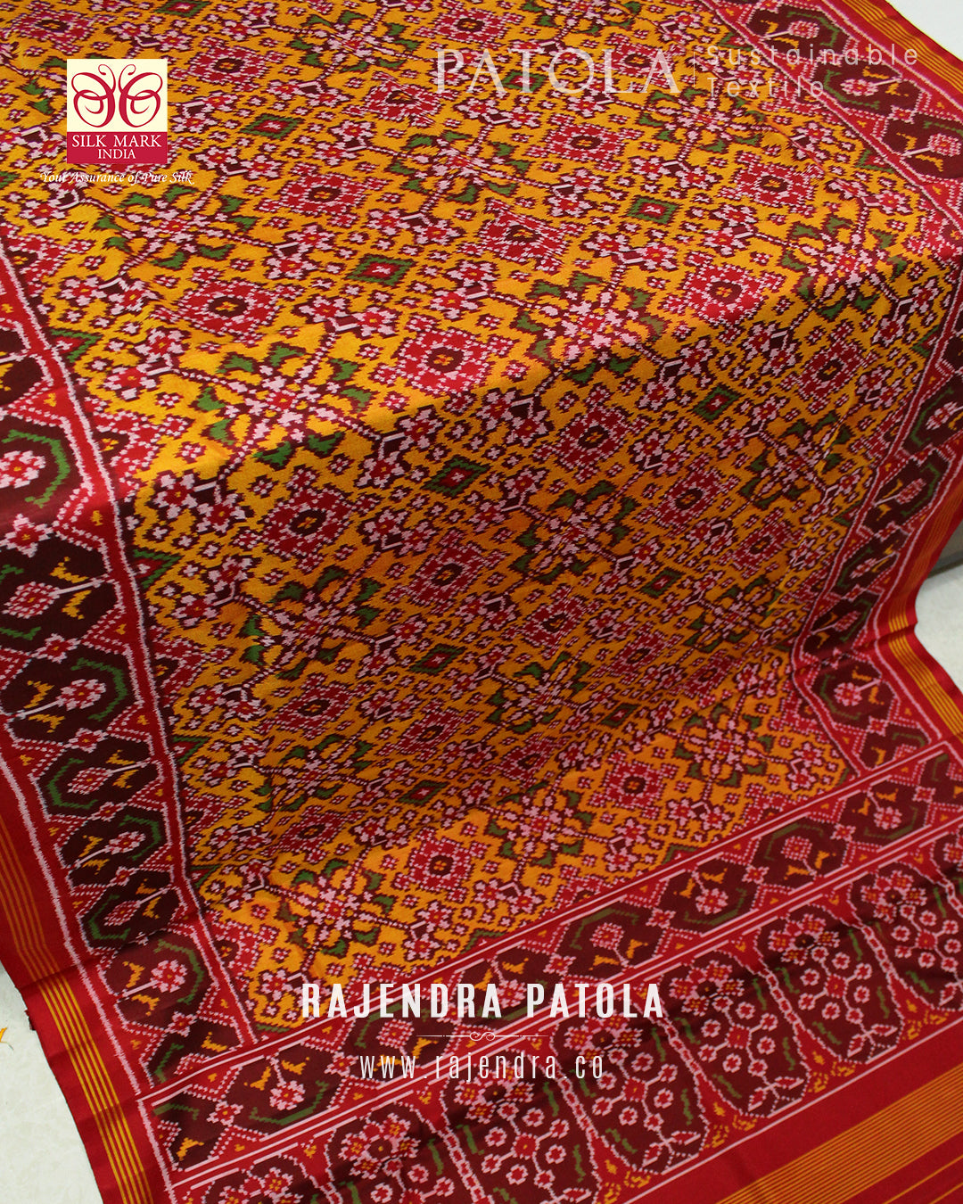 Traditional Navratna Bhat Semi Double Weave Rajkot Patola Saree