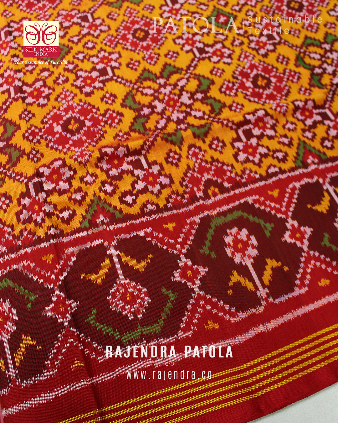 Traditional Navratna Bhat Semi Double Weave Rajkot Patola Saree