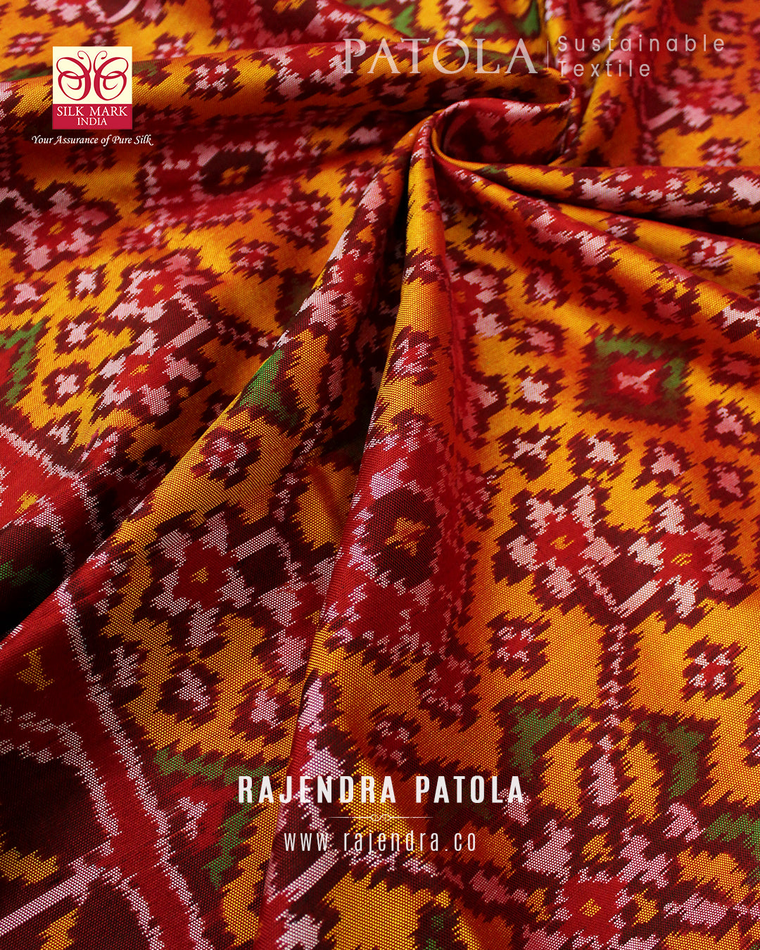 Traditional Navratna Bhat Semi Double Weave Rajkot Patola Saree