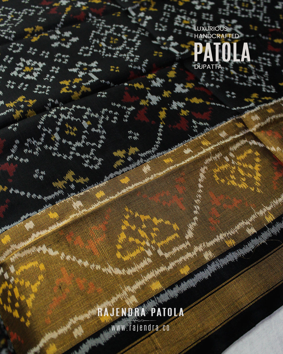 Traditional Navratna Bhat Single Ikat Rajkot Patola Dupatta