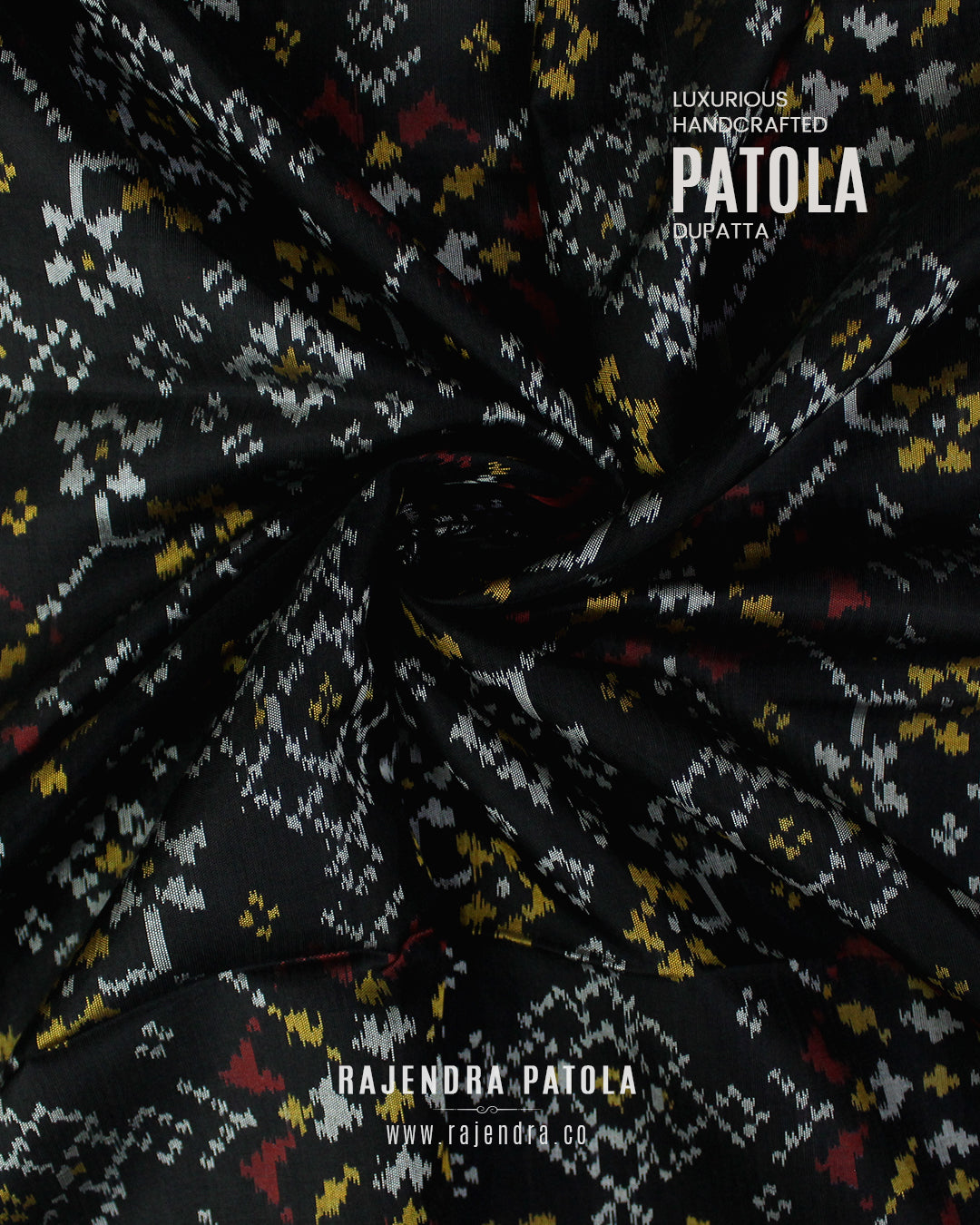 Traditional Navratna Bhat Single Ikat Rajkot Patola Dupatta