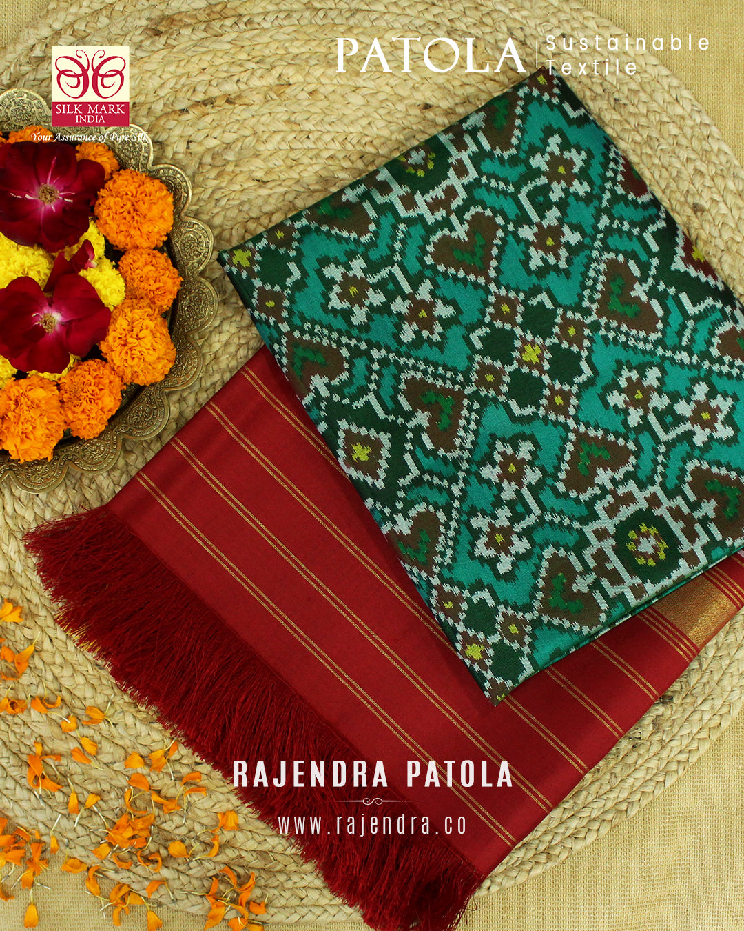Traditional Navratna Bhat Semi Double Weave Rajkot Patola Dupatta