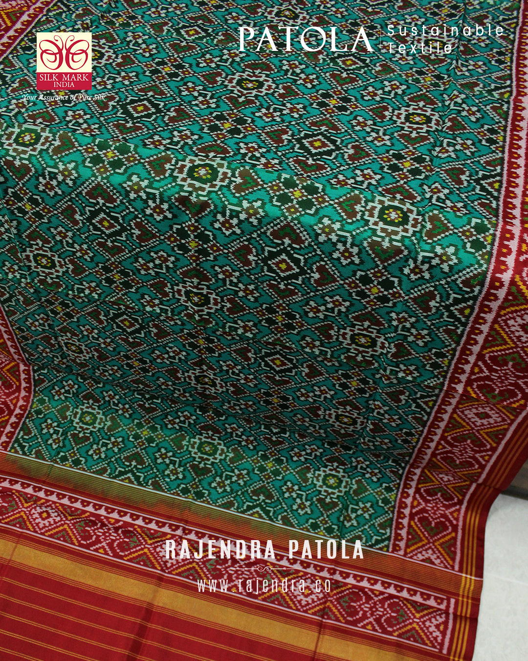 Traditional Navratna Bhat Semi Double Weave Rajkot Patola Dupatta