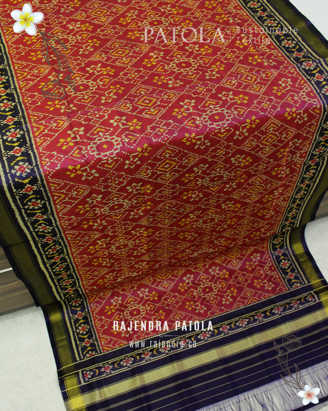 Traditional Navratna Bhat Single Ikat Rajkot Patola Dupatta