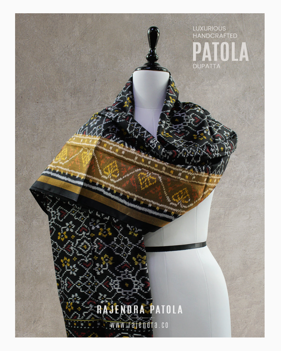 Traditional Navratna Design Single Ikat Rajkot Patola Dupatta