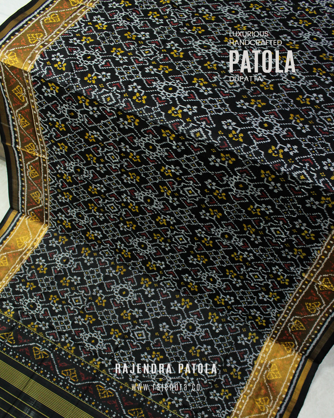 Traditional Navratna Design Single Ikat Rajkot Patola Dupatta