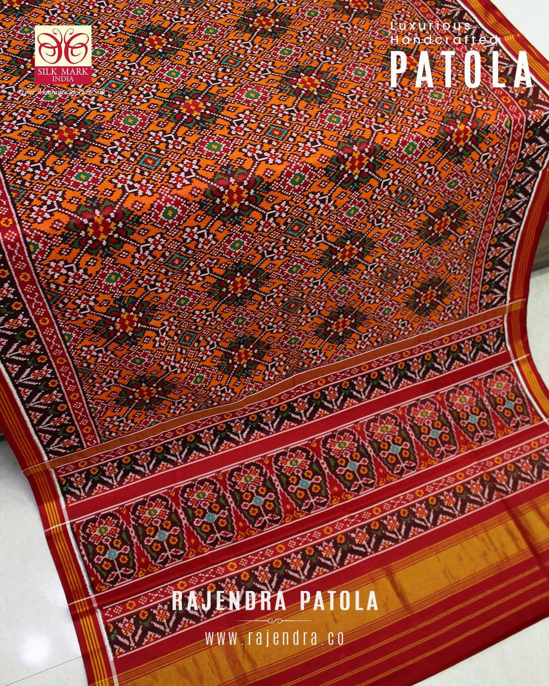 Traditional Navratna Design Semi Double Weave Rajkot Patola Saree