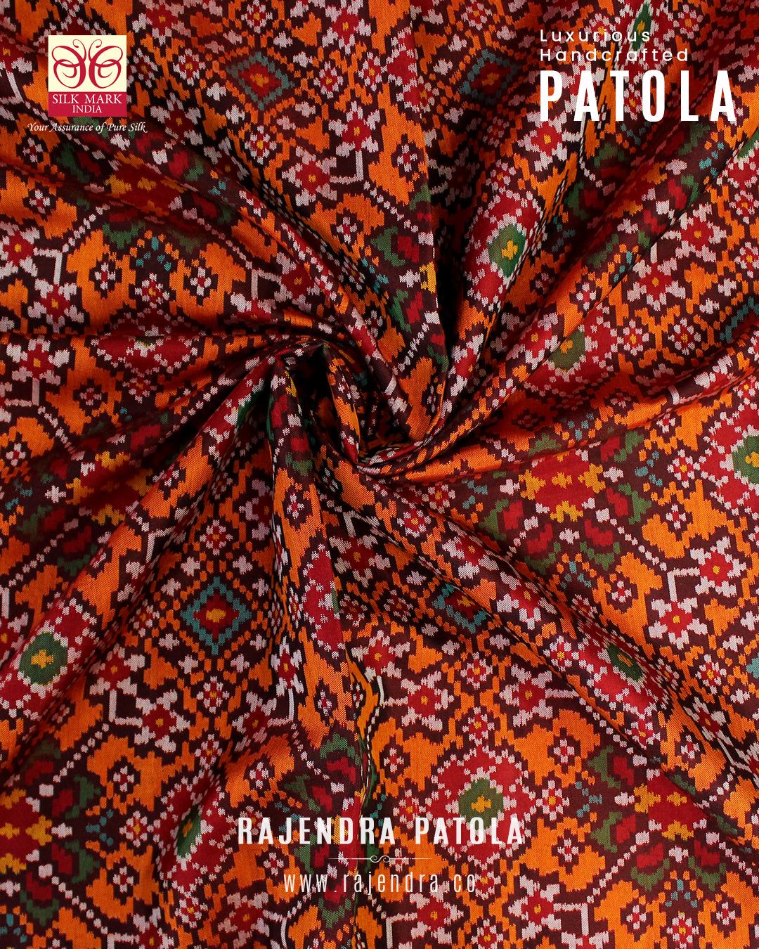 Traditional Navratna Design Semi Double Weave Rajkot Patola Saree