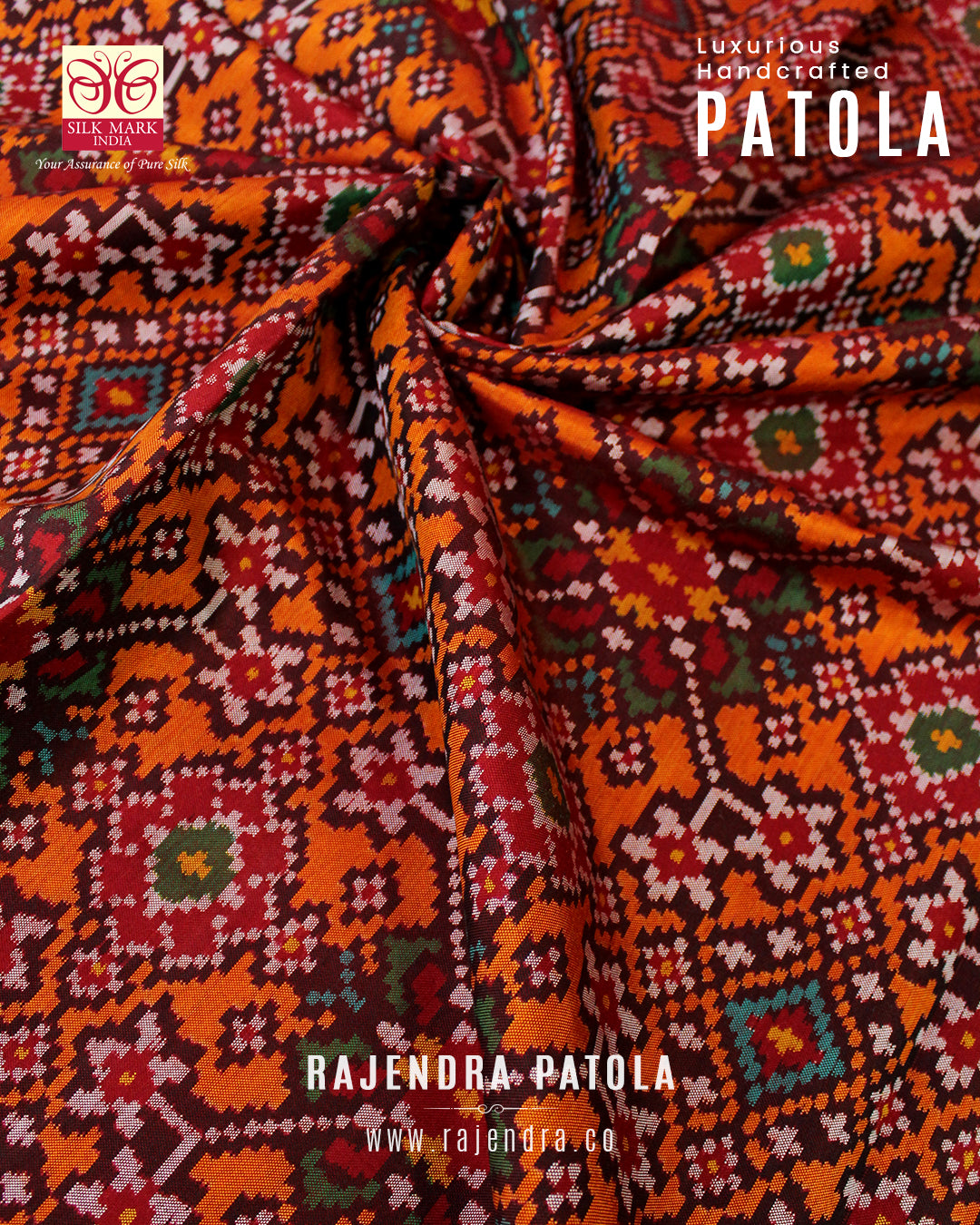 Traditional Navratna Design Semi Double Weave Rajkot Patola Saree