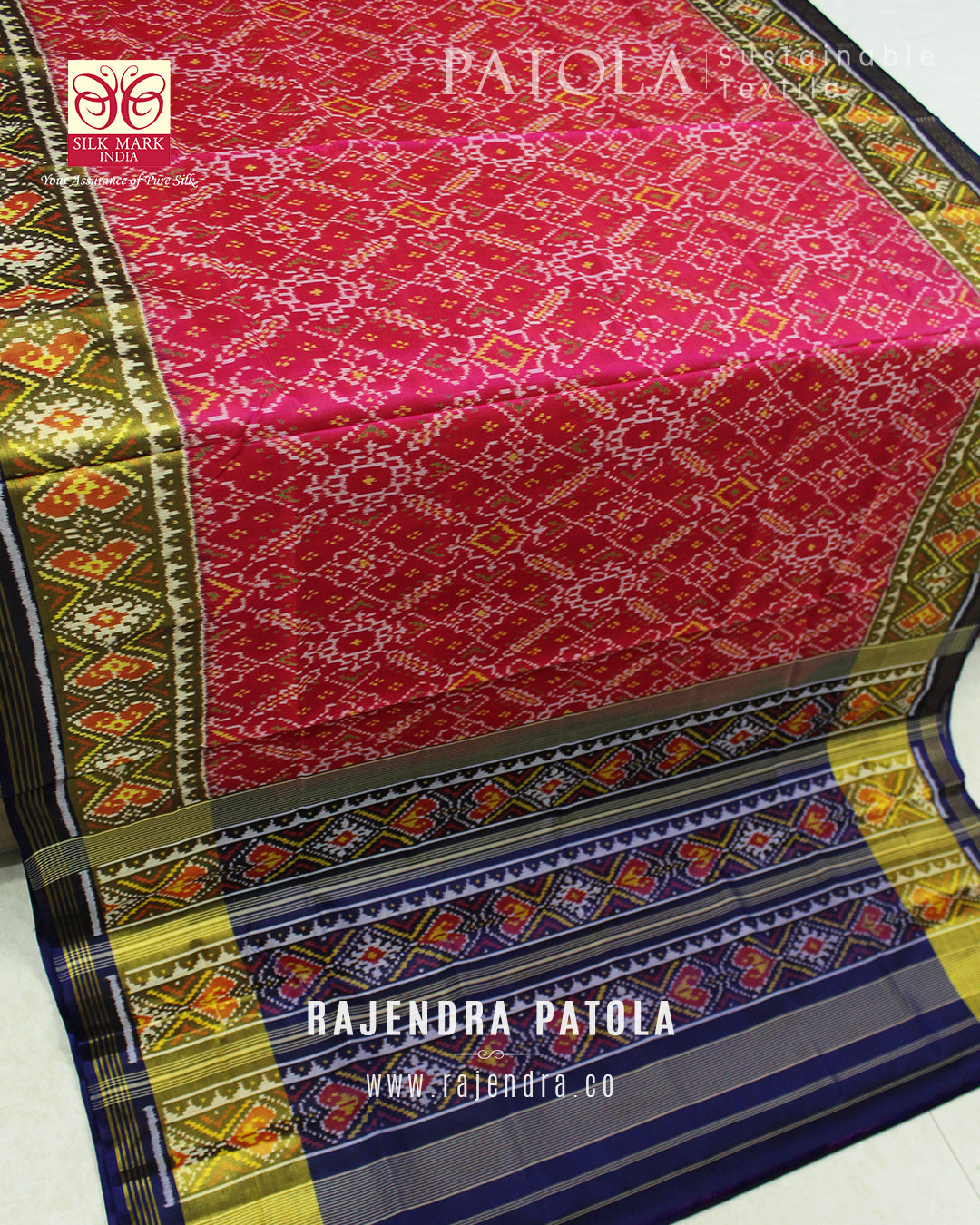 Traditional Navratna Bhat Single Ikat Rajkot Patola Saree