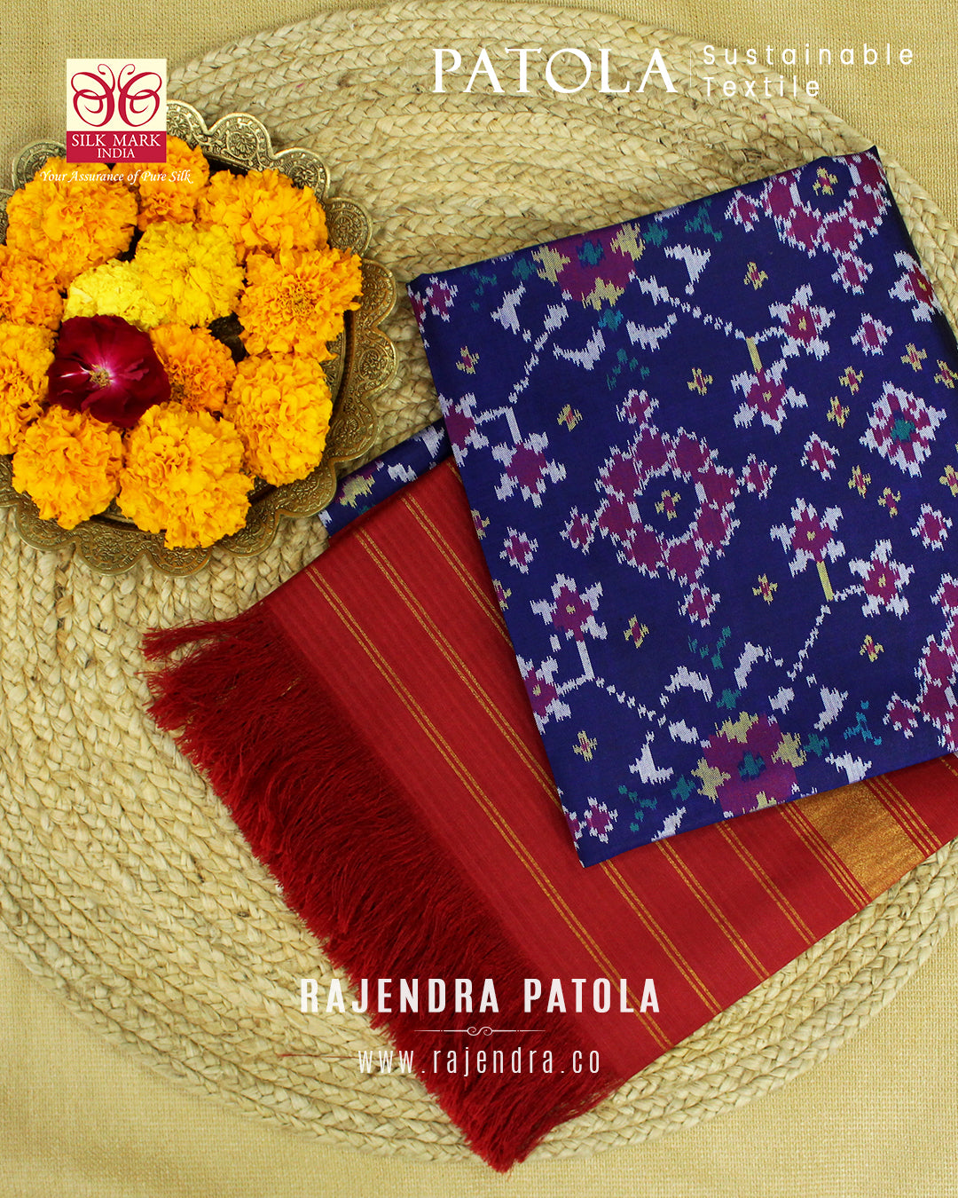 Traditional Navratna Bhat Semi Double Weave Rajkot Patola Dupatta