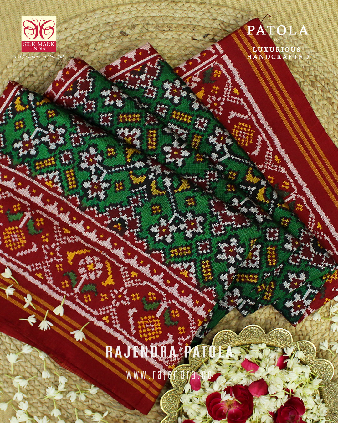 Exclusive Navratna Semi Double Weave Rajkot Patola Saree