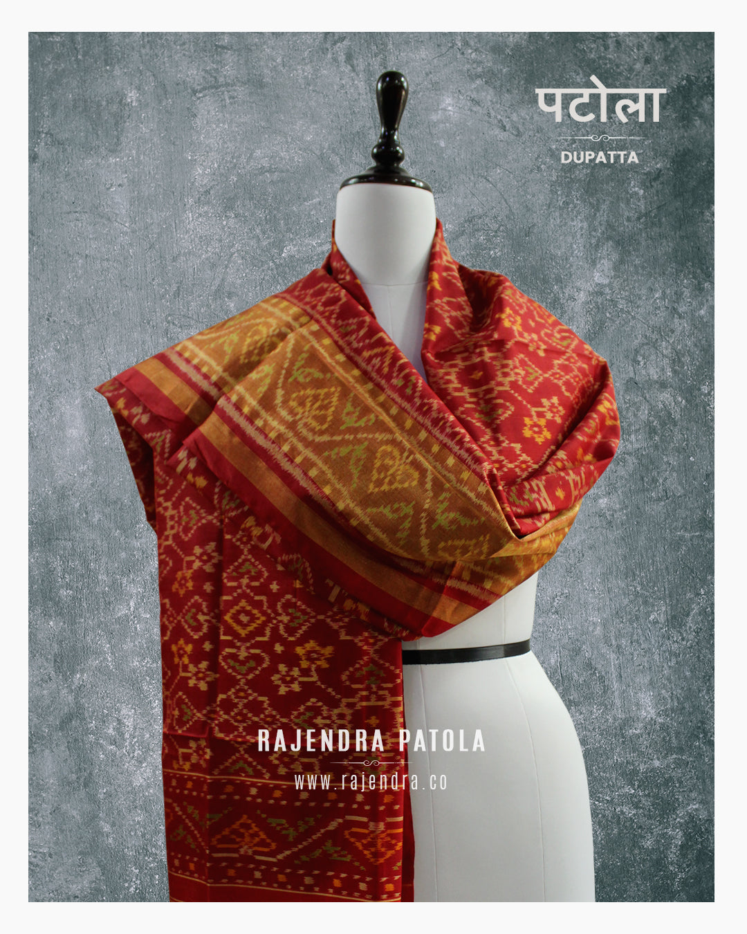 Traditional Navratna Manekchowk Mix Bhat Red Rajkot Patola Dupatta
