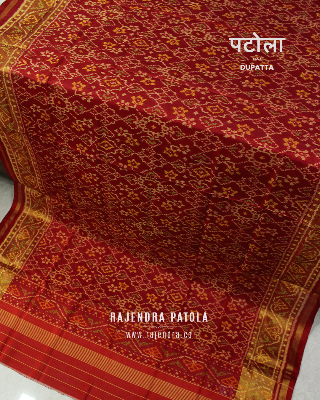 Traditional Navratna Manekchowk Mix Bhat Red Rajkot Patola Dupatta