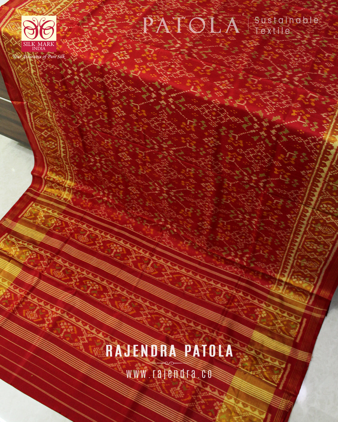Traditional Navratna Bhat Single Ikat Rajkot Patola Saree