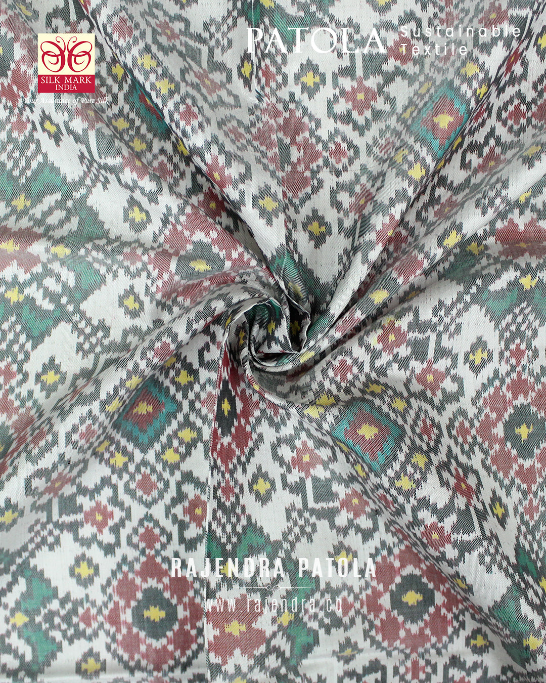 Traditional Navratna Red and White Semi Double Weave Rajkot Patola Dupatta