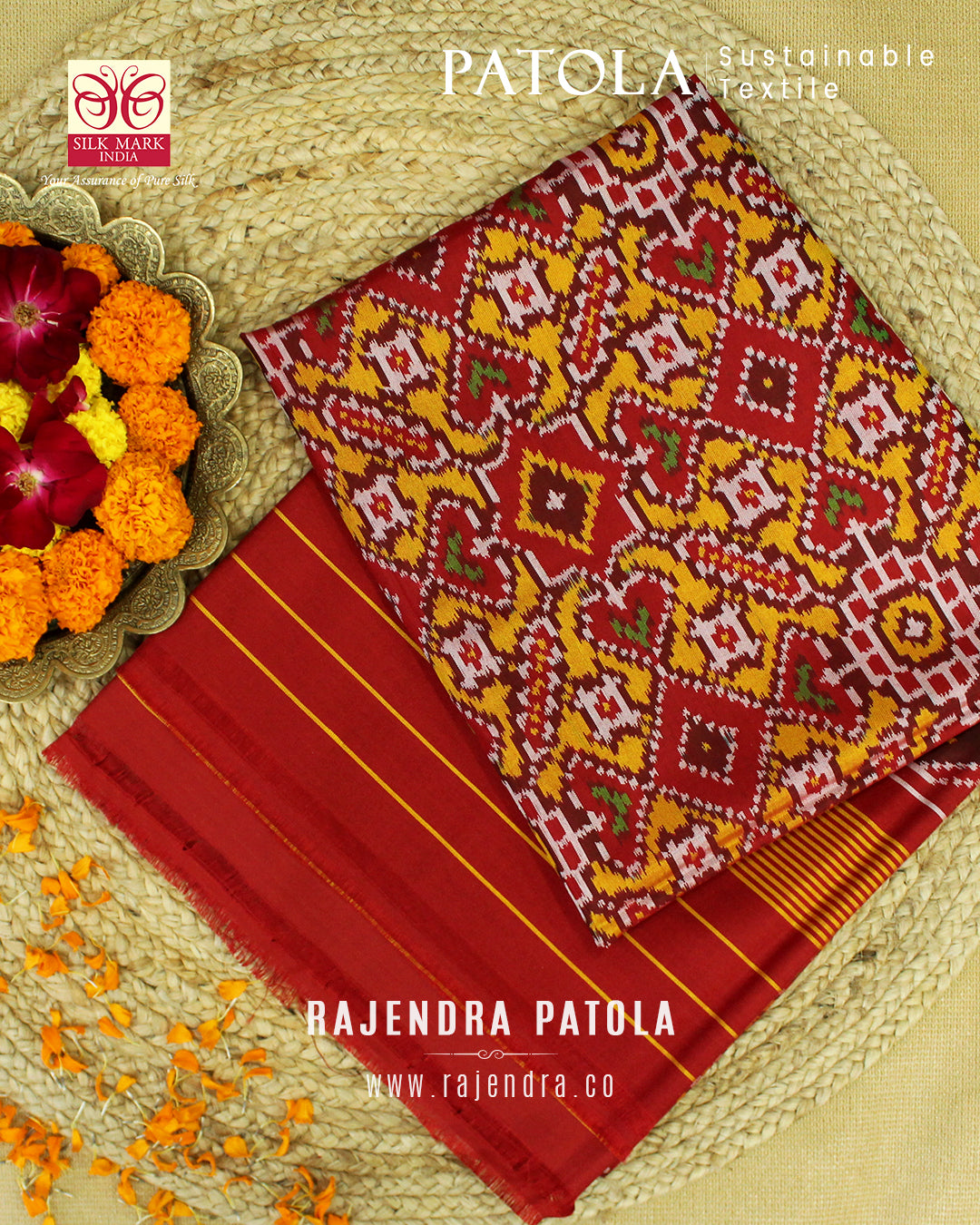 Traditional Navratna Bhat Semi Double Weave Rajkot Patola Dupatta