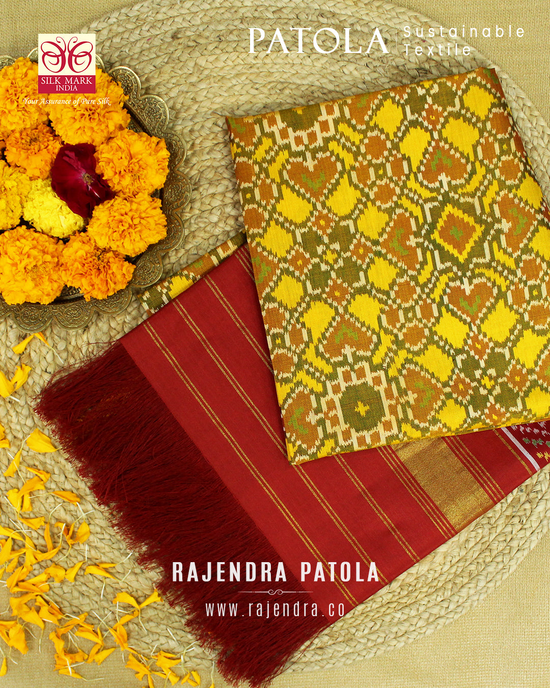 Traditional Navratna Bhat Semi Double Weave Rajkot Patola Dupatta