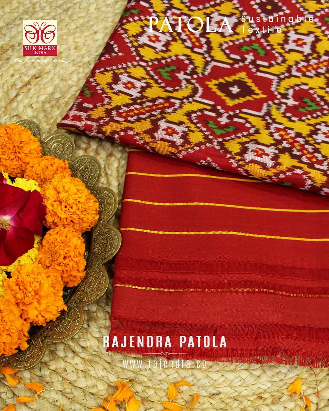 Traditional Navratna Bhat Semi Double Weave Rajkot Patola Dupatta